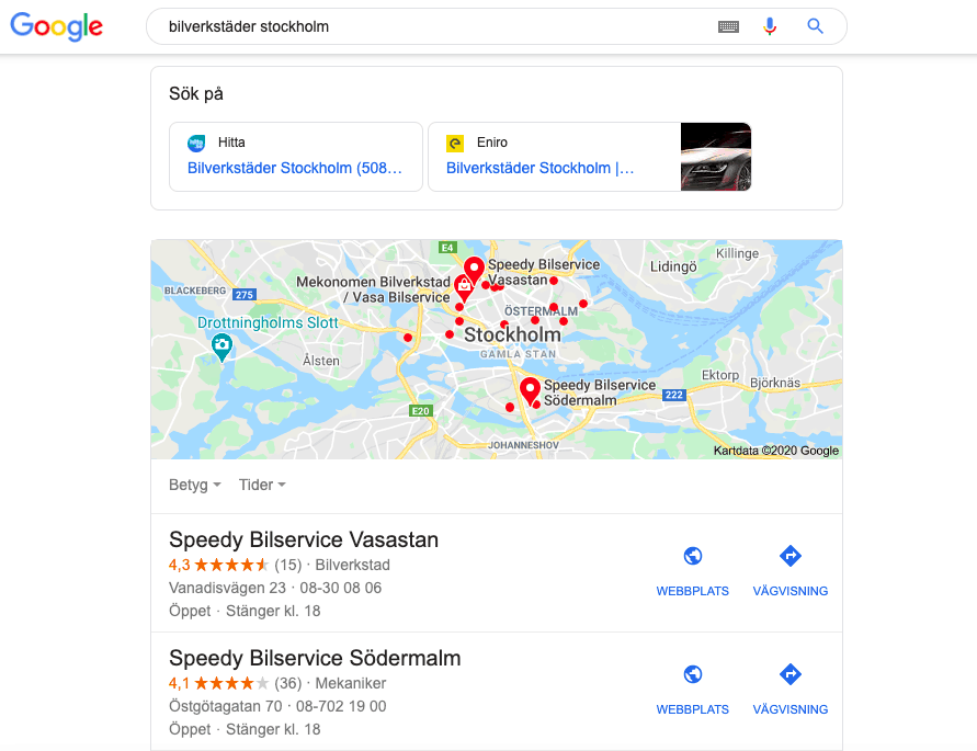 Nytt utseende for lokale søkeresultater i Google